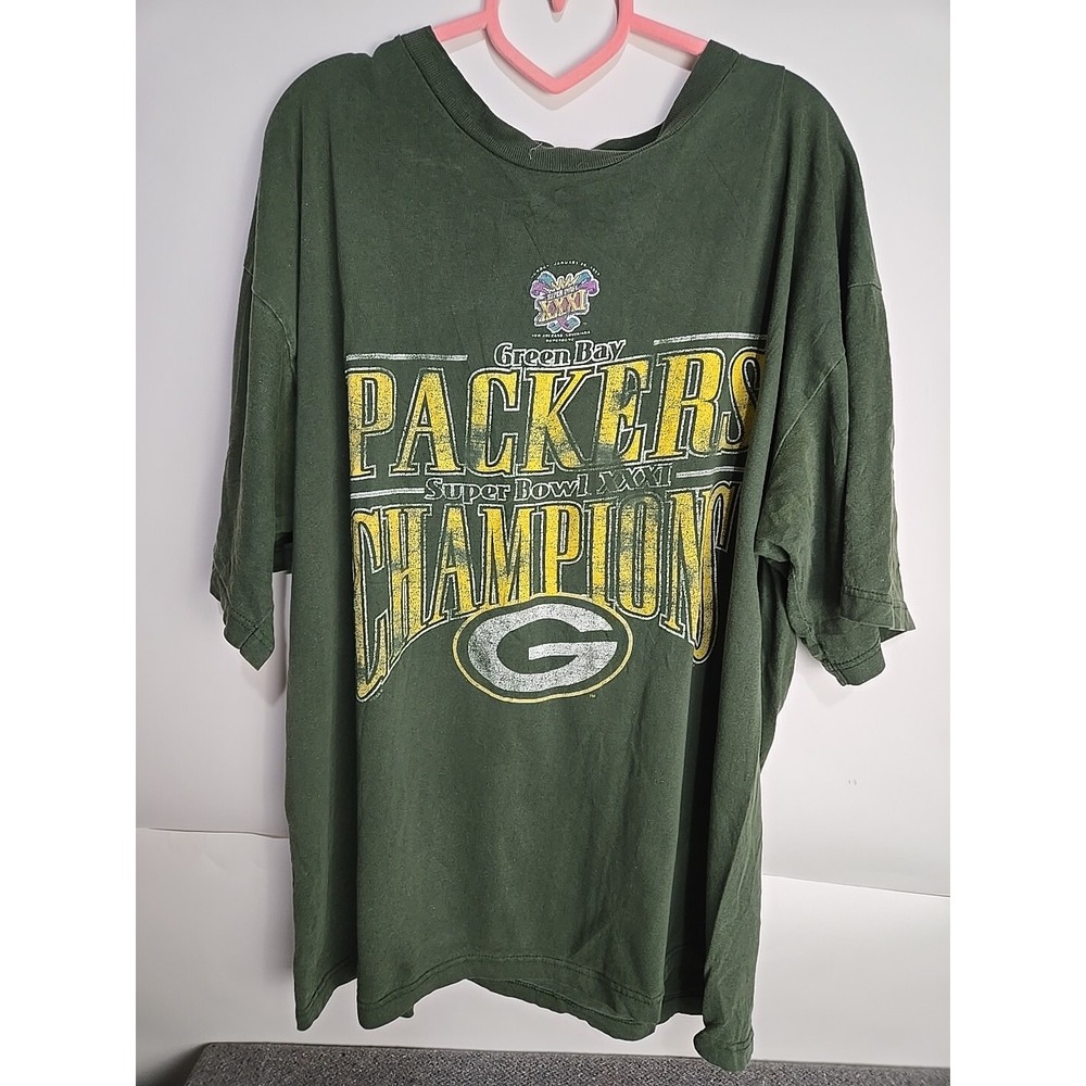 Vintage 90s Green Bay Packers Champ  T-Shirt 2xl 1997 Superbowl XXXI Brett Favre
